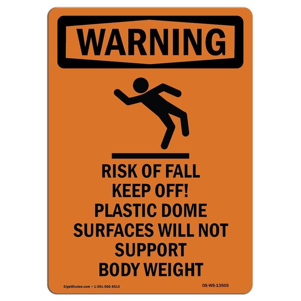 Signmission OSHA WARNING Sign, Risk Of Fall Keep W/ Symbol, 14in X 10in Decal, 10" W, 14" H, Portrait OS-WS-D-1014-V-13505